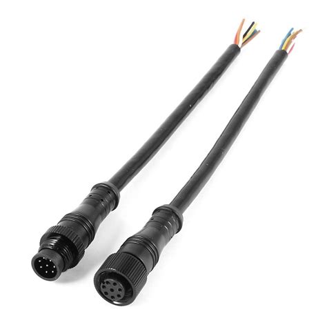 cnim hot  pin mf plug waterproof connector cable black  connectors  lights lighting