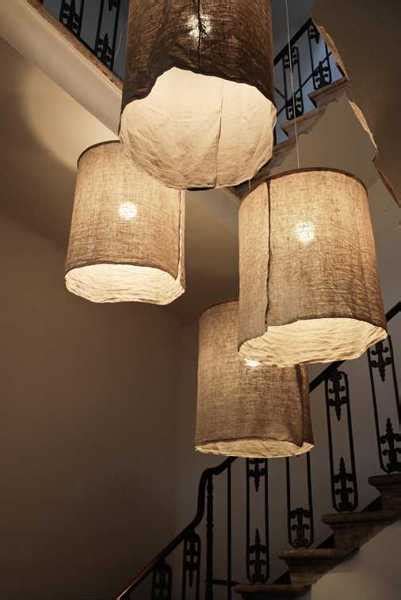 diy lighting fixtures  raw linen lamp shades craft ideas  interior decorating