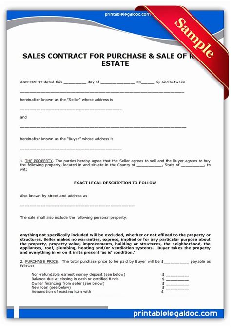 simple land purchase agreement form unique  printable contract