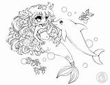 Coloring Chibi Pages Mermaid Yampuff Anime Cute Kawaii Manga Sheets Princess Print Animal Coloringbay Chibis Dolphin Lineart Drawings Stuff Kids sketch template