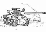 Coloring Sherman Army Kleurplaat Kleurplaten Legertank Military Bulkcolor Tiger sketch template