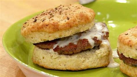 bobby flay s buttermilk biscuits with sausage and gravy rachael ray show