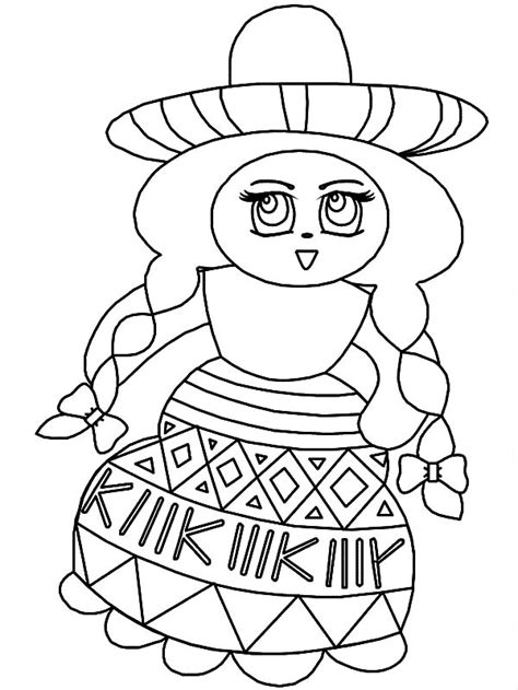beautiful mexican girl dress coloring pages color luna