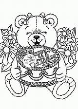 Coloring Birthday Happy Pages Printable Bear Teddy Cards Kids Colouring Color Drawing Card Printables Print Cheeky Shopkins Chocolate Sheets Line sketch template