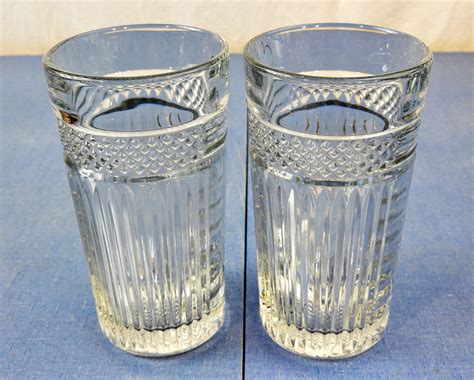 Vintage Glass Tumblers 2 16 Oz Libbey Usa Clear Ribbed Glasses