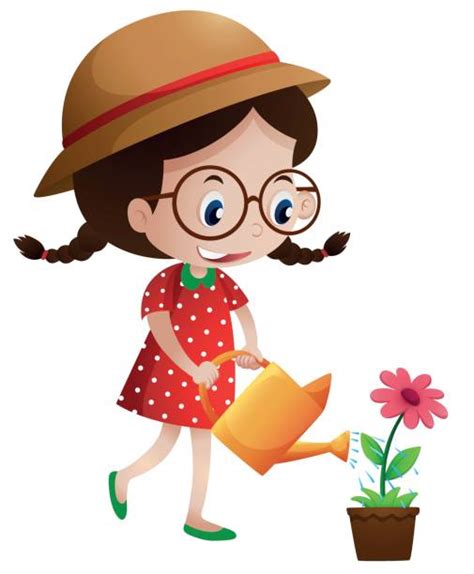 Girl Watering Can Illustrations Royalty Free Vector Graphics And Clip