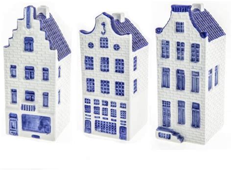 huisjes decoratie set van  hoogte  cm delfts blauw grachtenhuizen huisjes bolcom