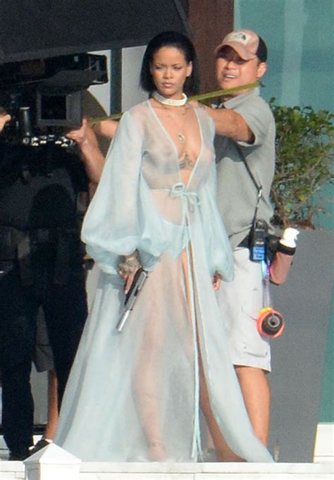 rihanna boobs in see through robe on the set taxi driver movie