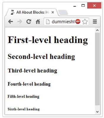 create headings  html dummies