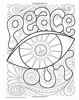 Coloring Pages Adult Peace Books Sheets Amazon 60s Color Printable Hippie Fun sketch template