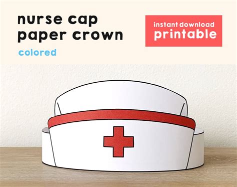 nurse cap hat paper crown party coloring printable kids craft etsy