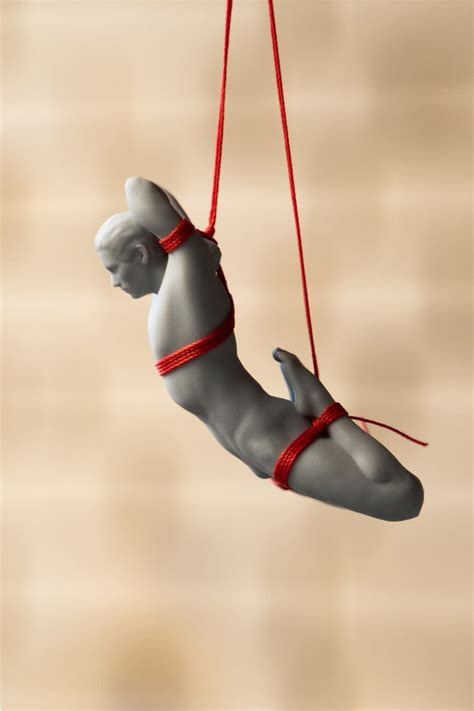 Shibari Figurine Of A Man In Red Ropes Statuette Bondage Etsy