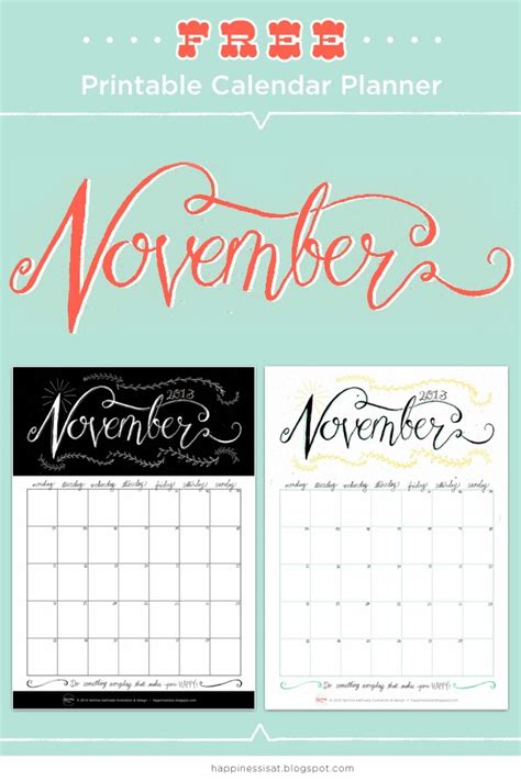 happiness  november  printable calendar planner
