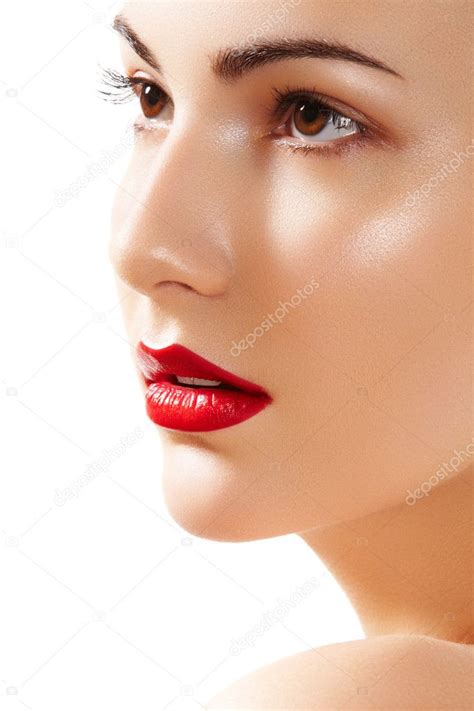 Close Up Portrait Of Beautiful Woman Purity Face With