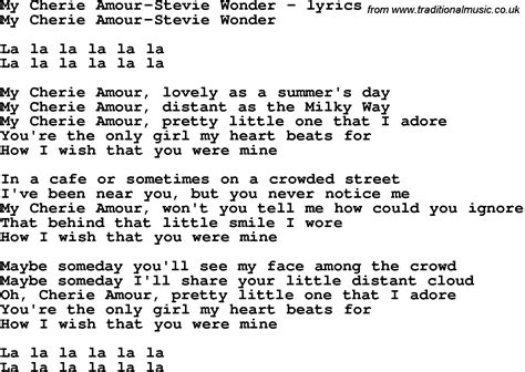 love song lyrics formy cherie amour stevie
