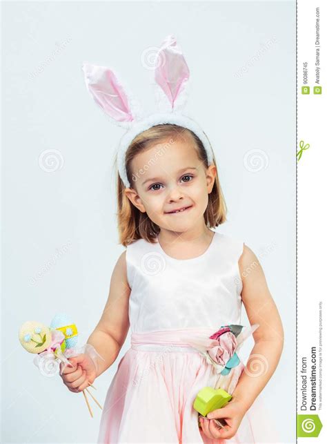 easter kid holding egg decoration stock image image  beautiful
