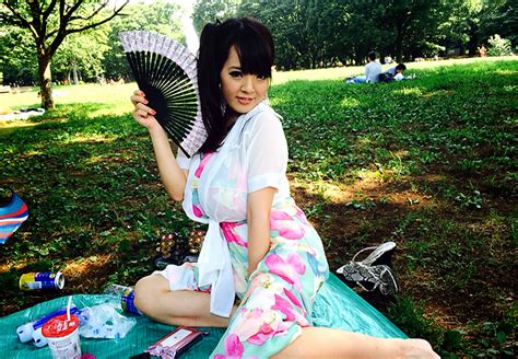 Tanaka Hitomi 1girl Asian Black Hair Breasts Grass Huge Breasts