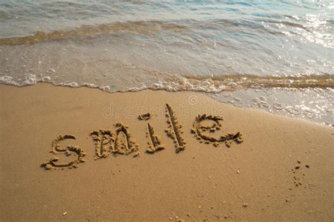Smile Written In The Sand Stock Image Image Of Best