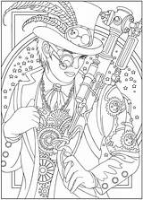 Coloring Pages Steampunk Printable Book Adults Steam Gothic sketch template