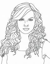 Coloring Pages Swift Taylor Hair Curly Girl Portrait Hairstyle Country Drawing Singer Red Color Printable People Sheets Colorings Adult Colorluna sketch template