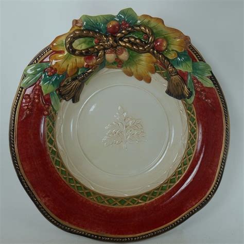 fitz and floyd china holiday solstice pattern round vegetable serving