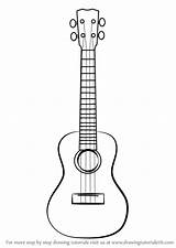 Ukulele Drawing Draw Ukelele Step Guitar Drawingtutorials101 Learn Instruments Musical sketch template