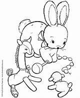 Coloring Pages Kids Animal Toy Easter Rabbit Bunny Stuffed Fun Toys Printable Color Doll Playing Mau Book Gold Favorite Print sketch template
