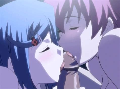 rule 34 2girls animated blue hair fellatio hair handjob iihara nao koromogae maya licking