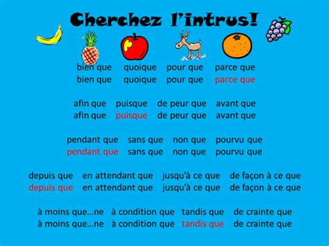 french teaching resources  subjunctive conjunctions odd