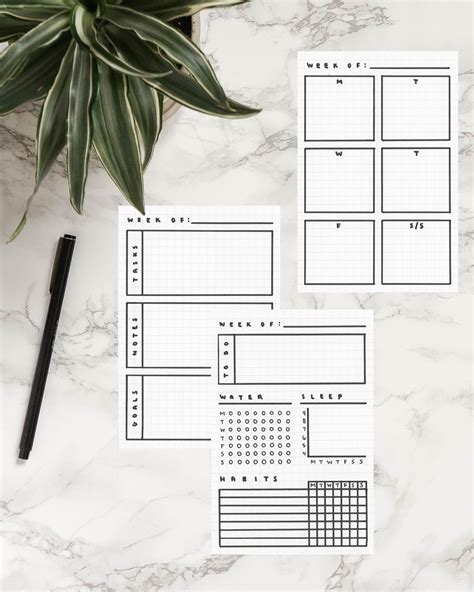 printable minimalist bullet journal template printable templates