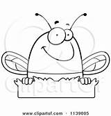 Clipart Bee Chubby Grass Over Cartoon Cory Thoman Vector Outlined Coloring Royalty Bumblebee sketch template