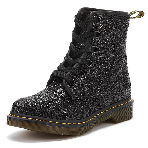 dr martens synthetic dr martens  farrah chunky glitter womens black boots lyst