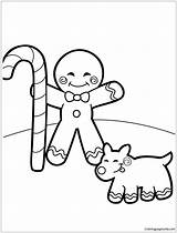 Gingerbread Man Pages Dog Cookie Color Coloring Online Printable Christmas Print sketch template