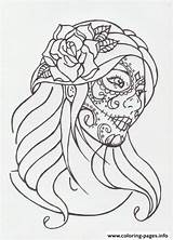 Skull Coloring Sugar Pages Girl Printable Makeup Print Tattoo Dead Drawing Skulls Deviantart Info Color Tattoos Designs Getdrawings Adult Adults sketch template
