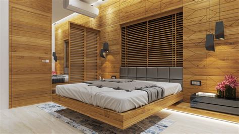 bedroom  wall wooden design decoration ideas
