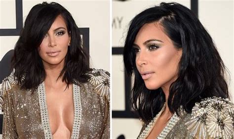 Get Kim Kardashian S Gorgeous Grammy S Long Wavy Bob Hairstyle Style