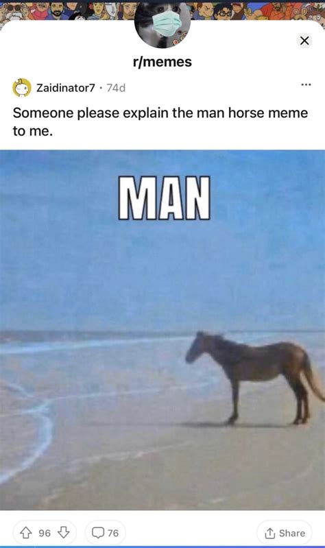 zaidinator   explain  man horse meme   man share