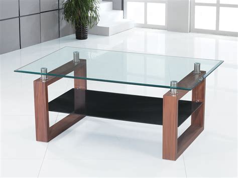 clear glass coffee table  wooden legs homegenies