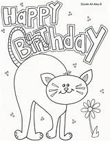 Pages Coloring Birthday Happy Doodle Cat Colouring Pet Sheets Kids Alley Printable Puppy Animal sketch template