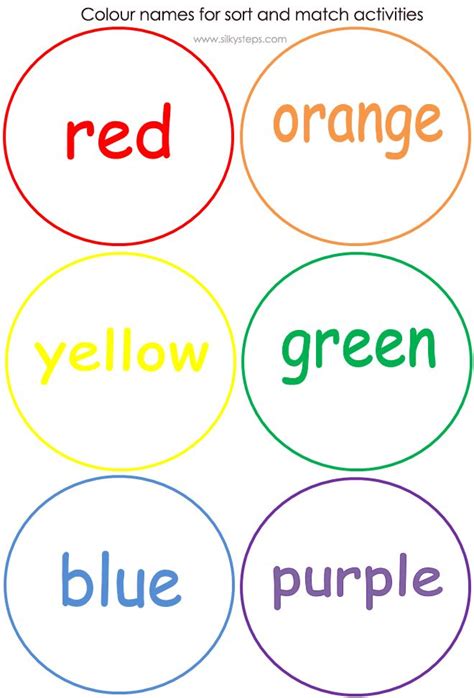 colour names printable toddler color learning learning colors