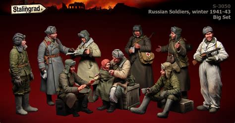 Unpainted Kit 1 35 Wwii Russian Soldiers Winter 1941 43 Figure