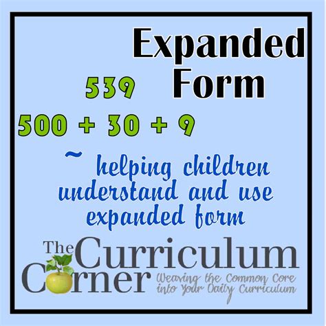 expanded form  curriculum corner