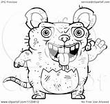 Ugly Rat Outlined Waving Clipart Cartoon Coloring Vector Cory Thoman Royalty sketch template