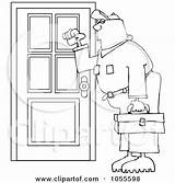 Door Coloring Knocking Outline Man Clipart Worker Illustration Djart Royalty Clip Vector 2021 sketch template