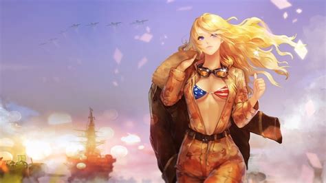 Anime Girl Beautiful Fighter Pilot Blonde 4k 199