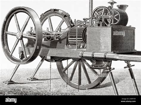 nouveau moteur agricole de etienne lenoir   inventeur belge qui  concu le premier