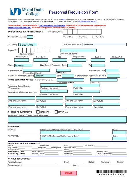 personnel requisition form templates  allbusinesstemplatescom