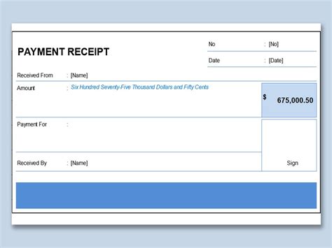 receipt excel template