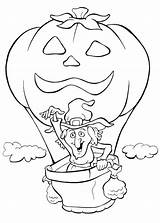 Halloween Balloon Witch Pumpkin Flying Coloring Funschool sketch template
