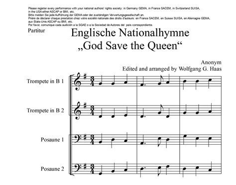 hymne national anglais god save  queen pour le quatuor du vent